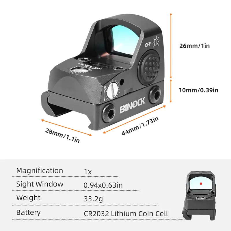 Optique légère à point rouge 1x
