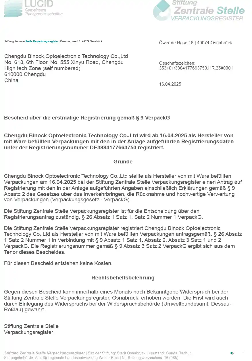 Certification Binock de la vision nocturne et du télescope