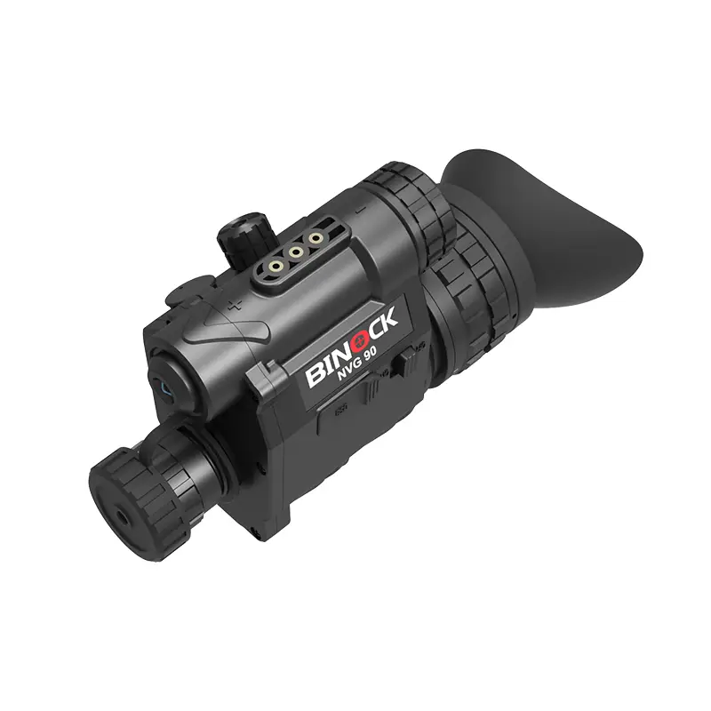 Partie latérale des lunettes de vision nocturne Binock pour casque modèle NVG90 sur fond blanc